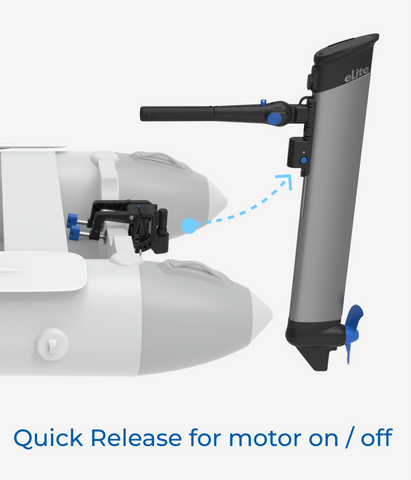 Quick release for motor on/off an outboard