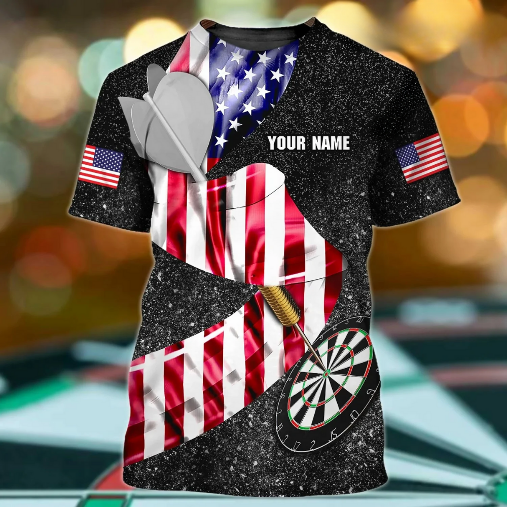 Personalized US Dart Player Shirt American Flag Pattern Dart Shirt Team Uniform