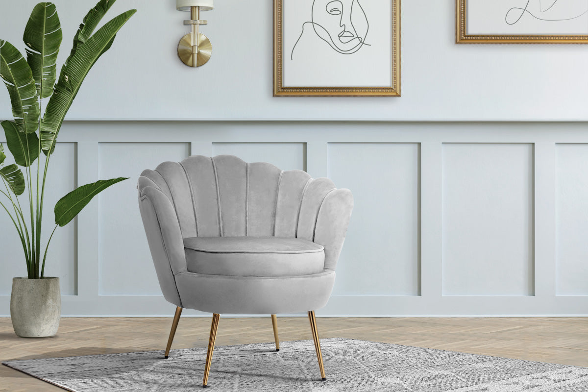 light grey velvet accent chair