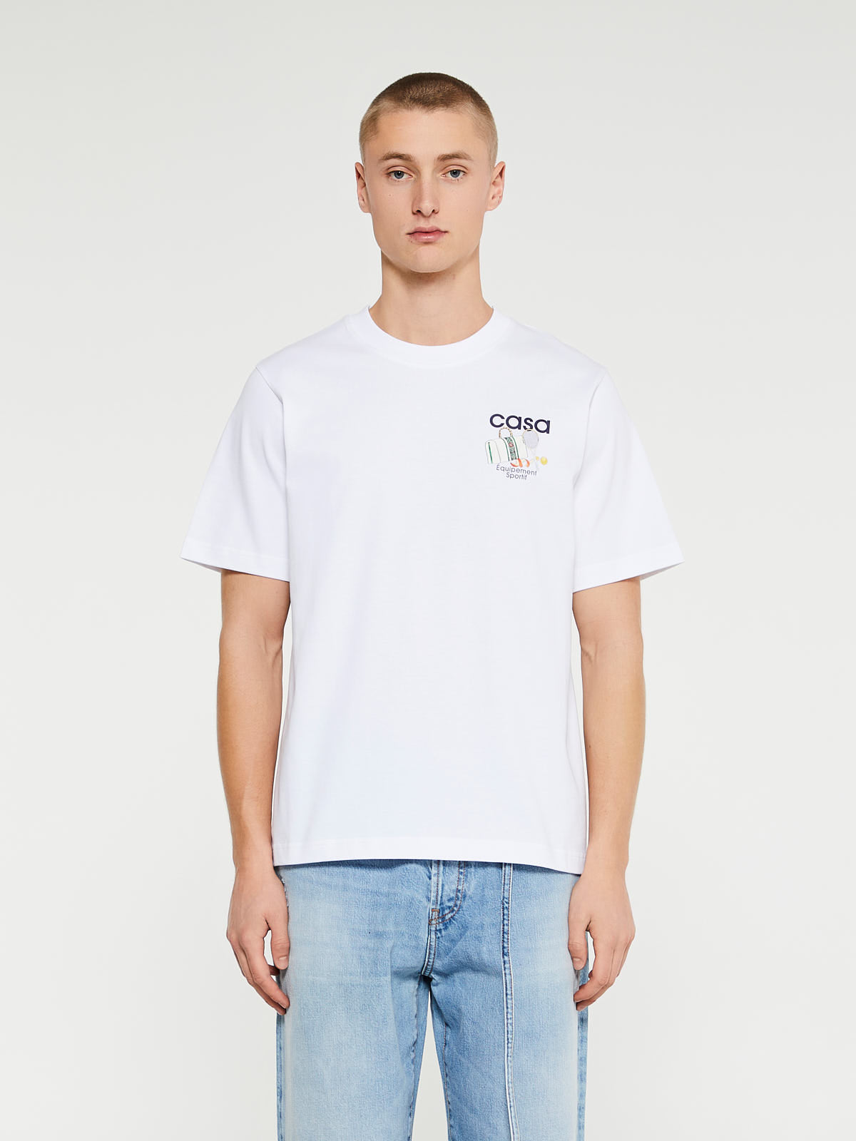 Casablanca - Tennis Club Pastelle Printed T-Shirt in White – stoy