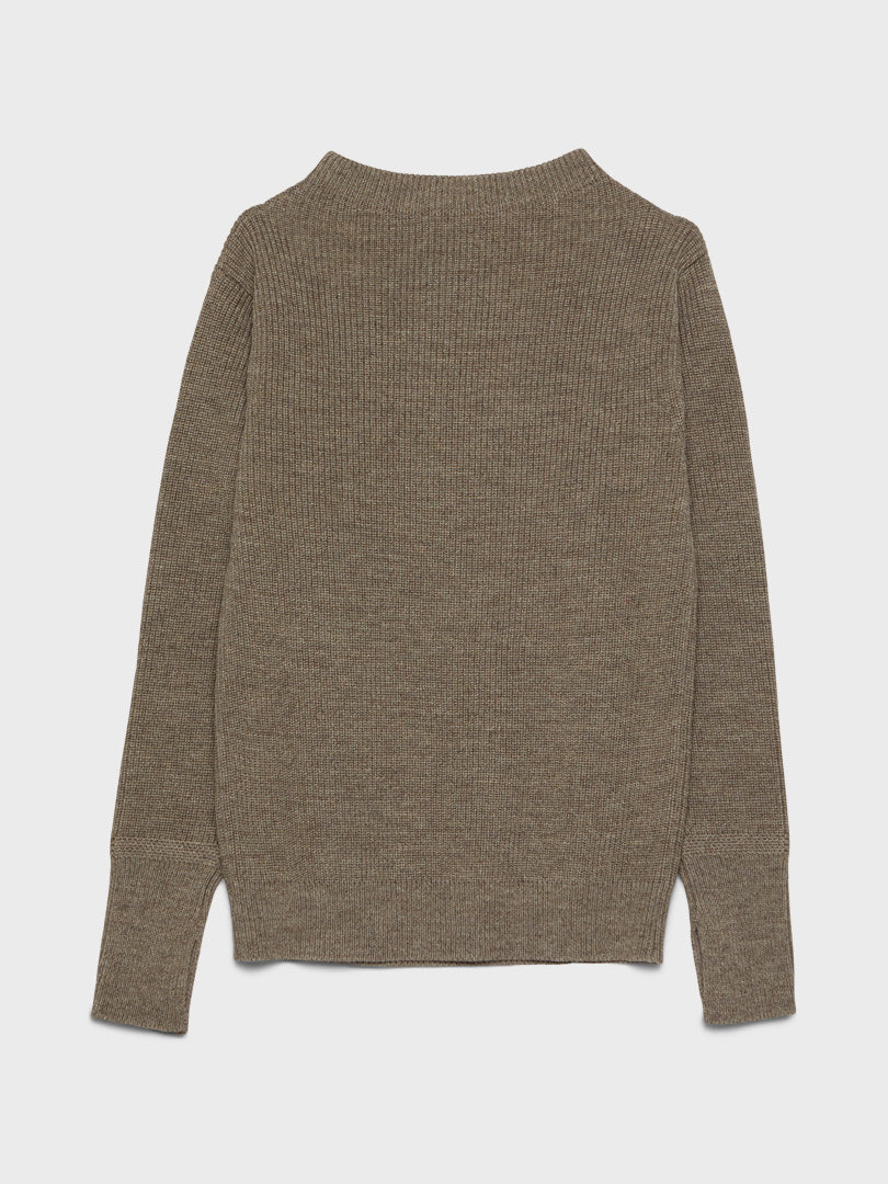 Andersen-Andersen - Navy Crewneck Knit in Natural Taupe – stoy