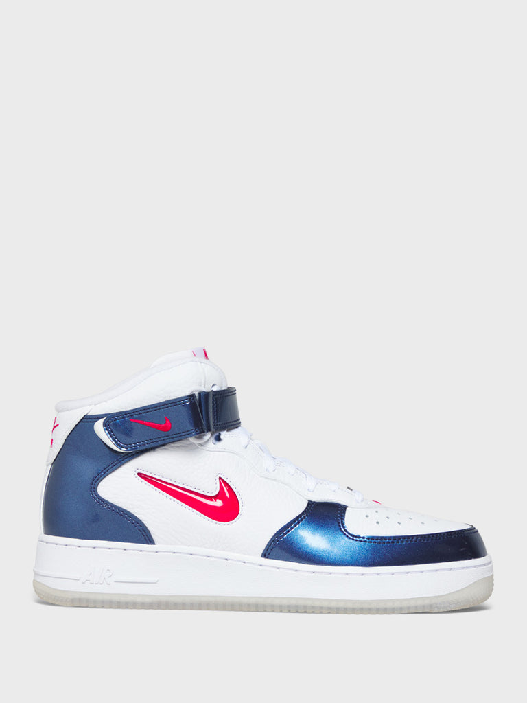 Nike - Air Force 1 Mid QS Sneakers in White/University Red-Midnight Navy-White stoy
