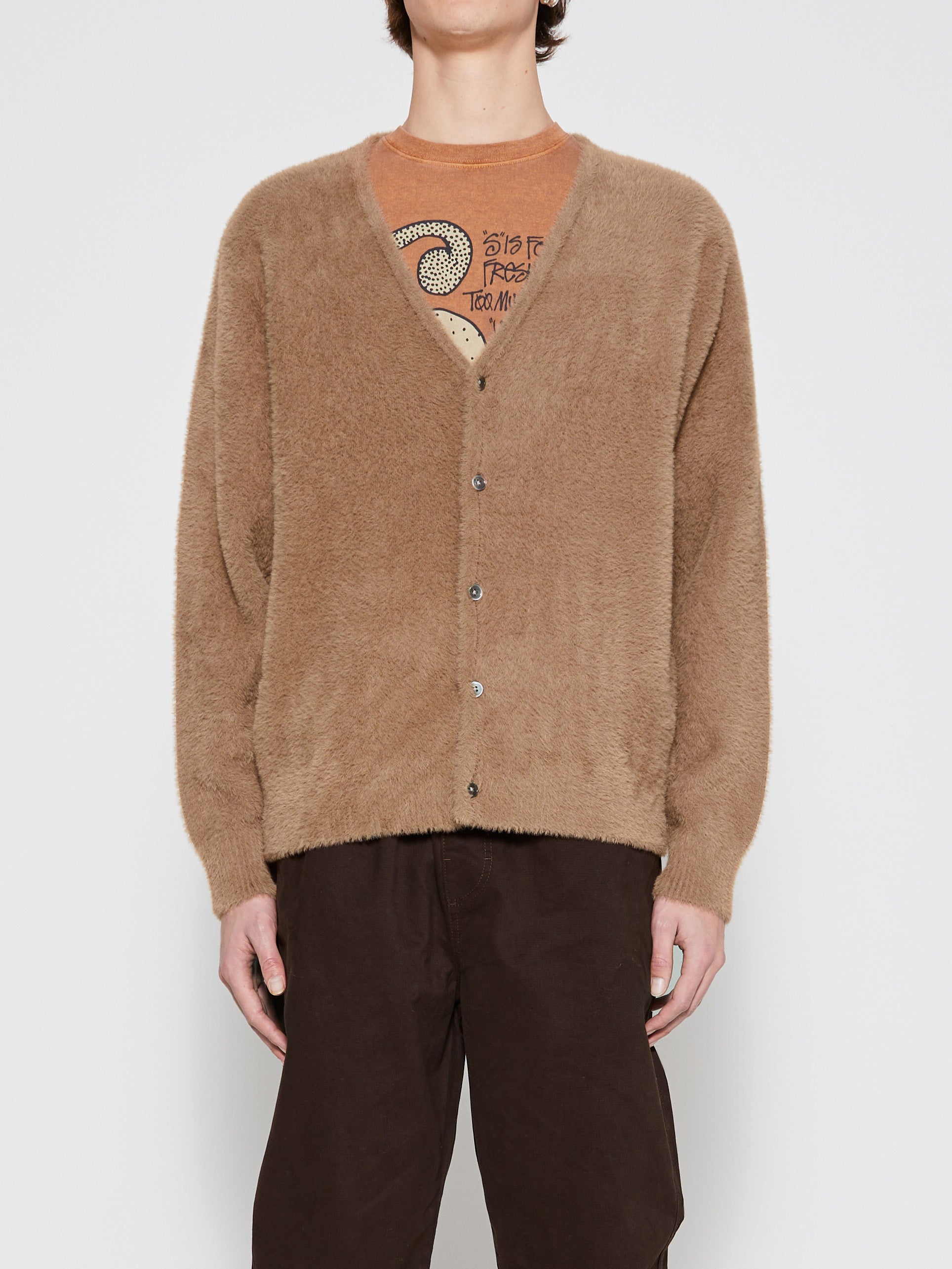 STUSSY SHAGGY CARDIGAN BROWN M 茶色-