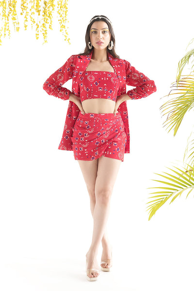 Red Printed Co-Ord Set RTS