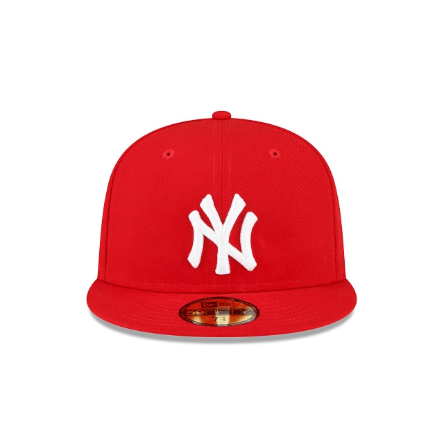 New Era 59Fifty Red New York Yankees Wool Fitted Baseball Cap Hat Size  7-5/8