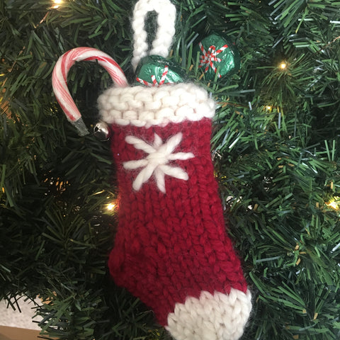 mini christmas stocking ornament free knitting pattern