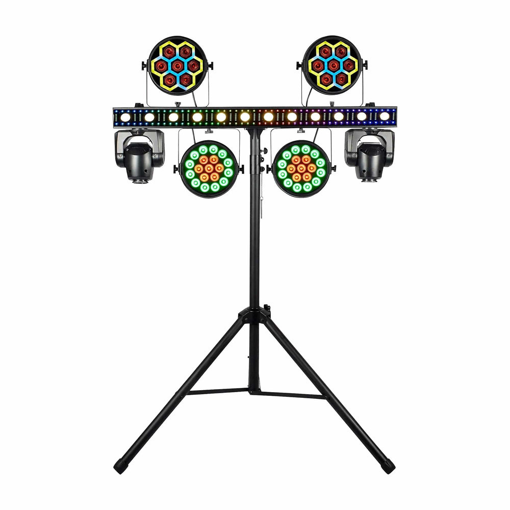 JMaz Lighting Effect Lighting JMaz Lighting Versa Flex Bar All-in-One Lighting Bar with 25 Watt Moving Heads Package