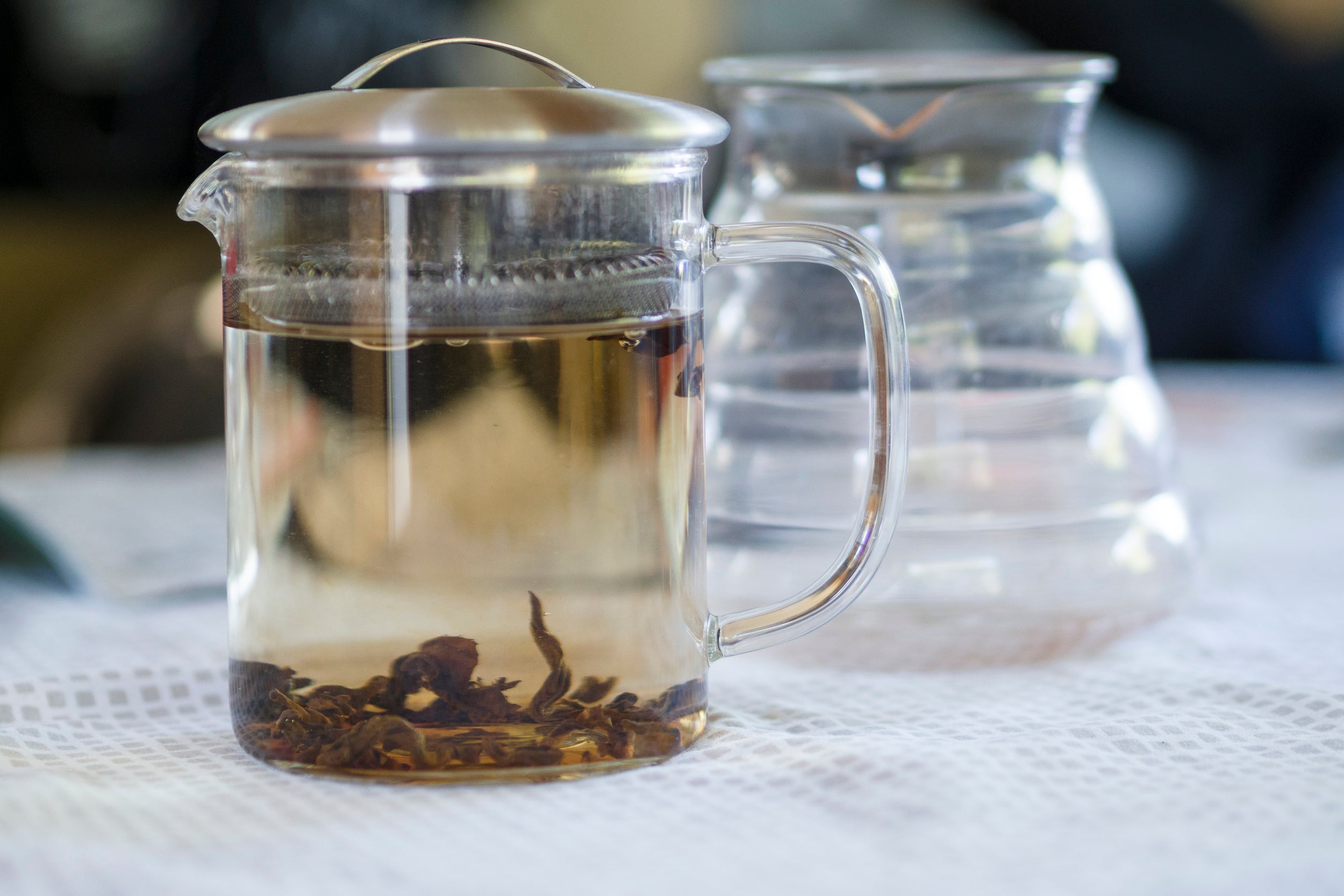 Tea being brewed in a brewpot