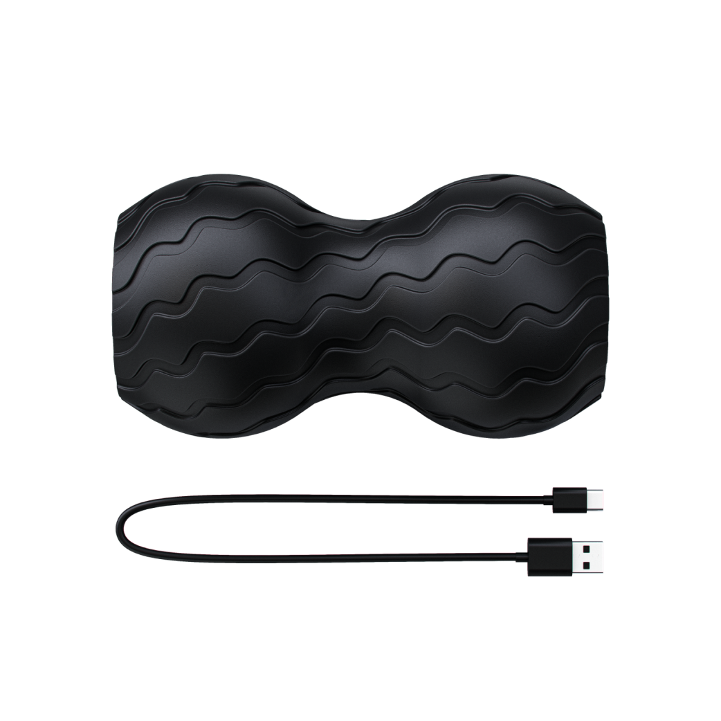 The Therabody Wave Duo's contoured shape comfortably applies pressure to the peaks and valleys of the back muscles on either side of the spine.