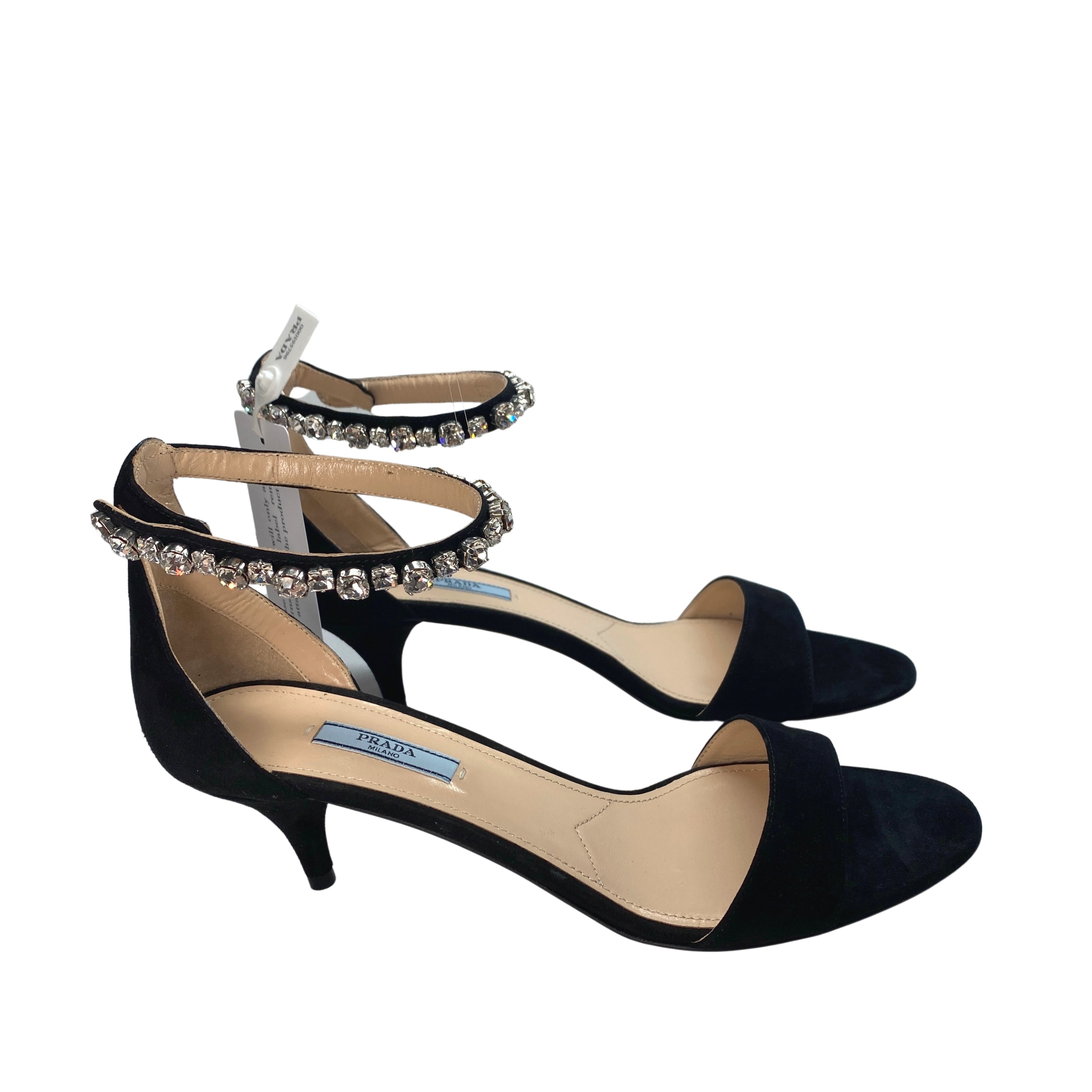Prada Crystal Embellished Kitten Heel Sandals – Glamorizta