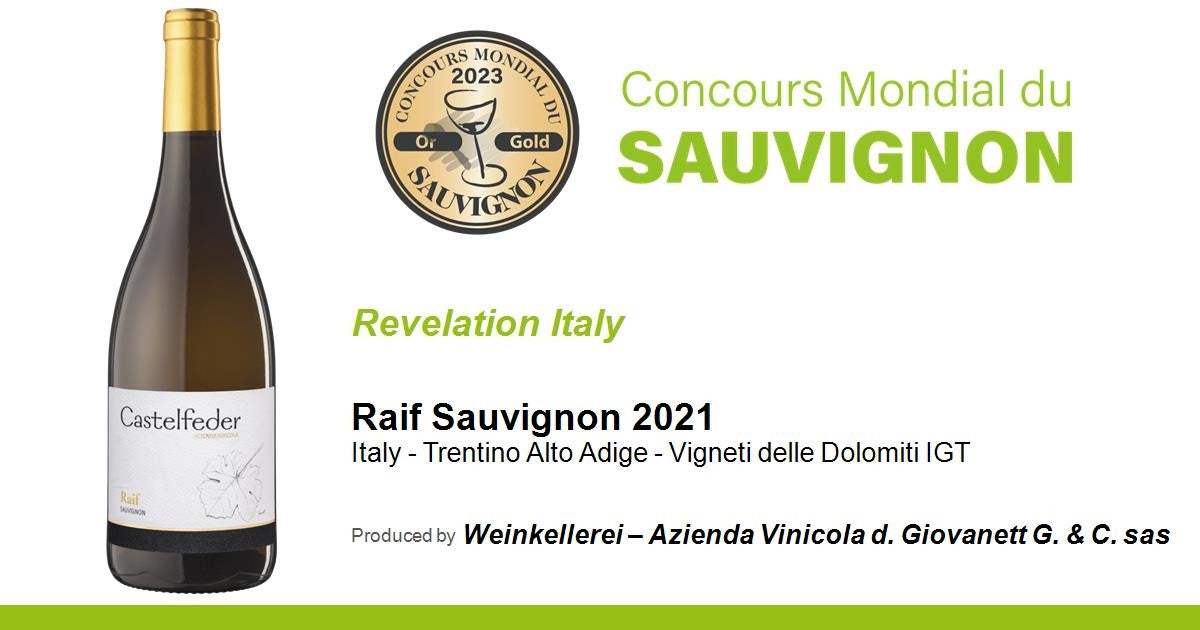 Castelfeder vince Concours Mondial du Sauvignon