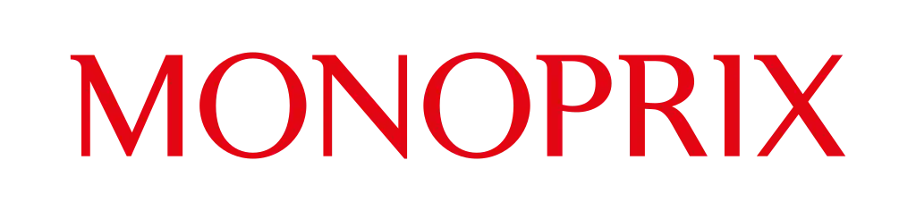 Red 'MONOPRIX' brand logo with capital letters on a white background.