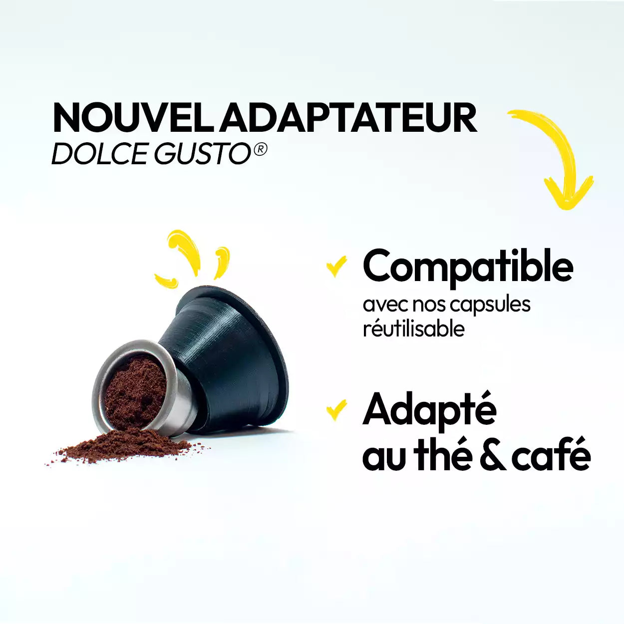 shaker pour capsule reutilisable