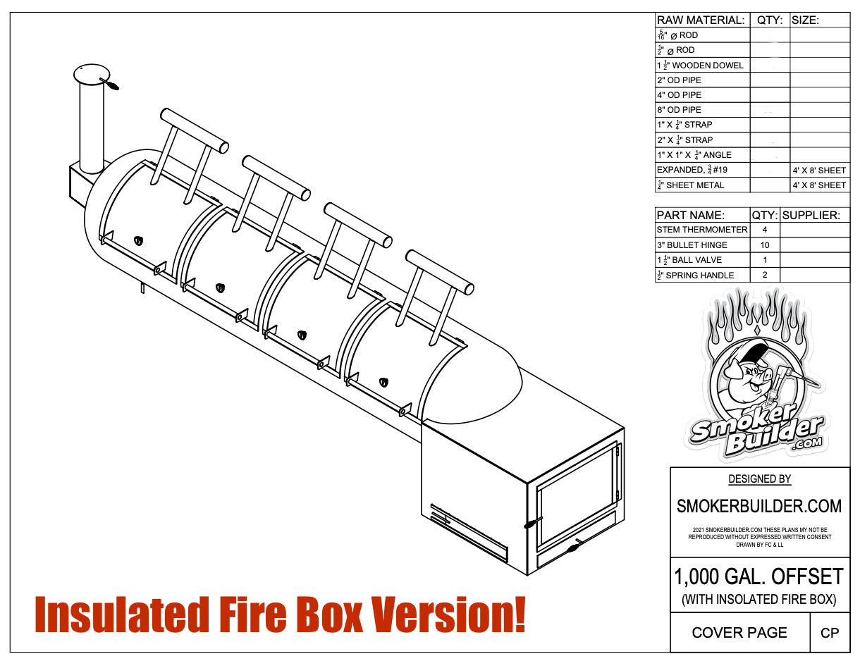 1000 Gallon Offset Smoker Plans With Insulated Fire Box SmokerPlans