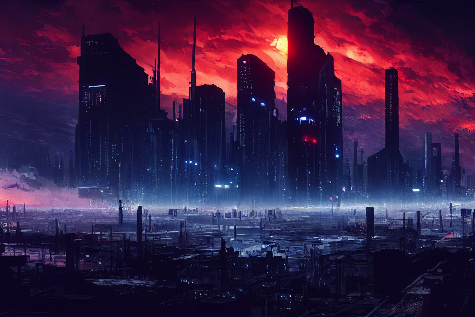 cyberpunk city, 4k resolution, ultra detailed, matte oil painting