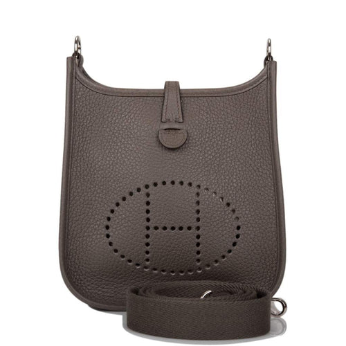 Hermes Evelyne Bag Clemence Leather Palladium Hardware In Black