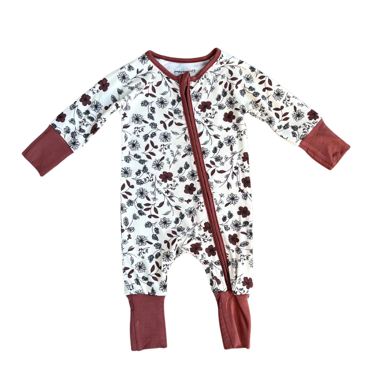 Baby Sprouts - Footless Romper - Mahogany Floral