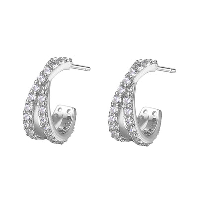 criss cross hoop gemstones earrings sterling silver silver