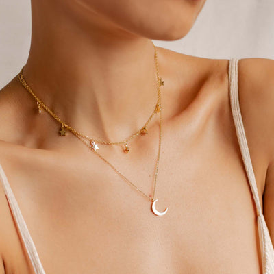 Layering Necklaces Stars and Moon in Silver – Hey Happiness