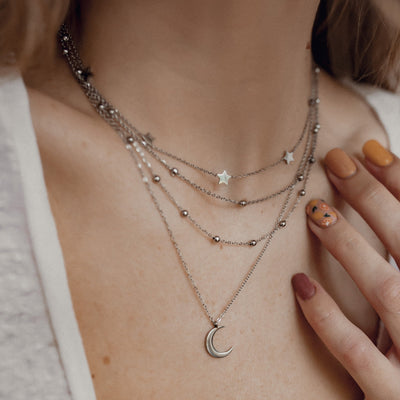 Layering Necklaces Stars and Moon in Rose Gold – Hey Happiness