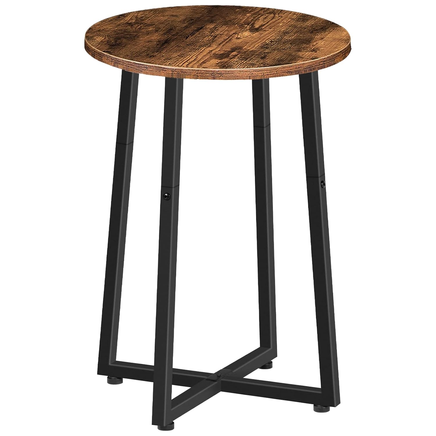 Round Side Table, Round Accent End Table With Sturdy X-Shaped Metal Frame, 15.