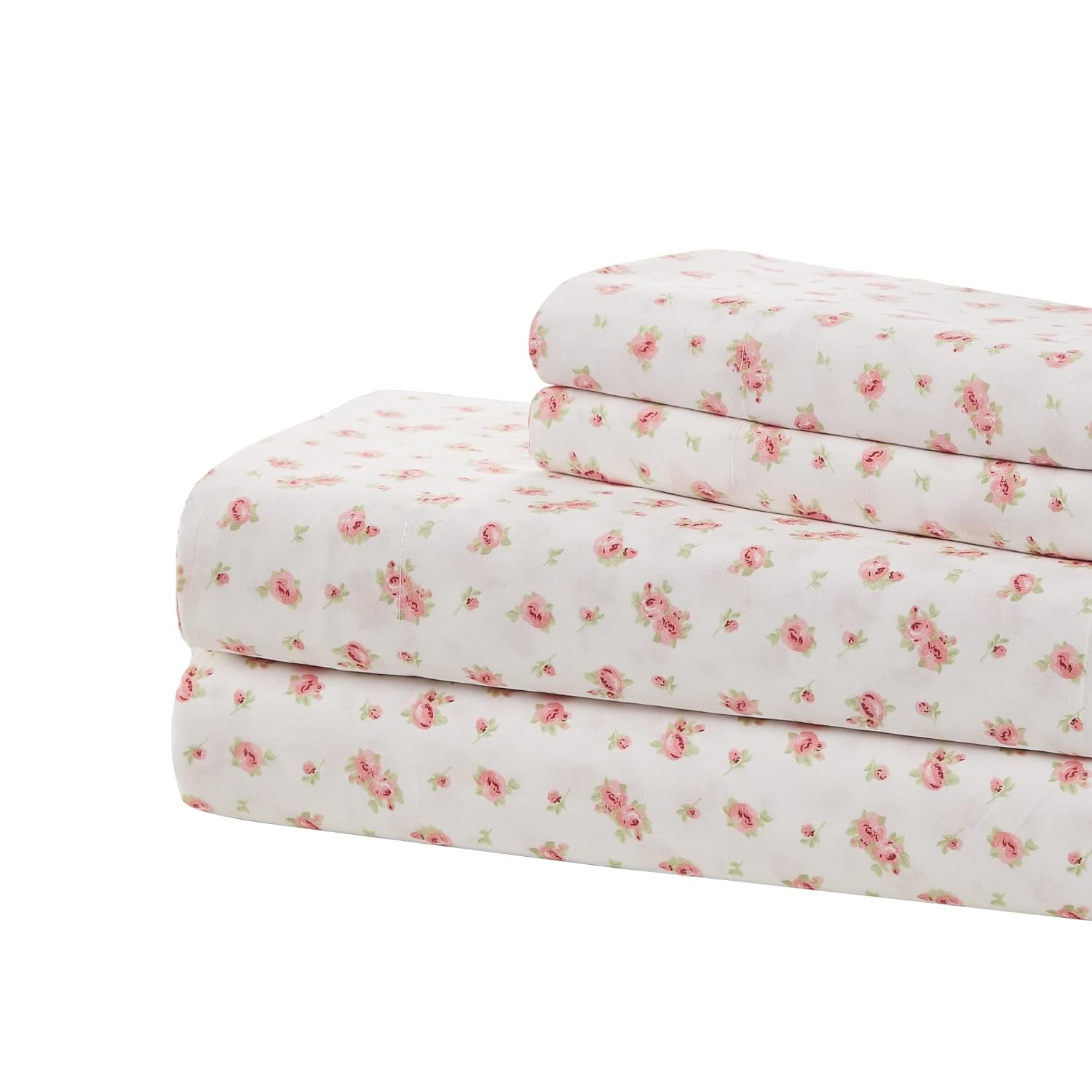 Soft Microfiber Printed Sheets - Luxurious Microfiber Bed Sheets - Includes Flat Sheet, Fitted Sheet With Deep Pockets, & Pillowcases Ivory Full