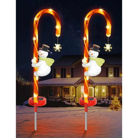 Christmas Candy Cane Lights Solar Xmas Stake Marker Lights