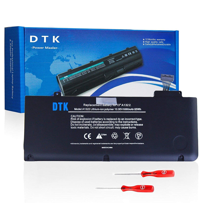 Dtk A1322 New Laptop Battery for A1278 (Mid 2009, Early 2010, Early/Late 2011, Mid 2012) Unibody 13', fits MB990/A MB990LL/A MB990J/A [Li-Polymer 6-Cell 5000mAh/55Wh]