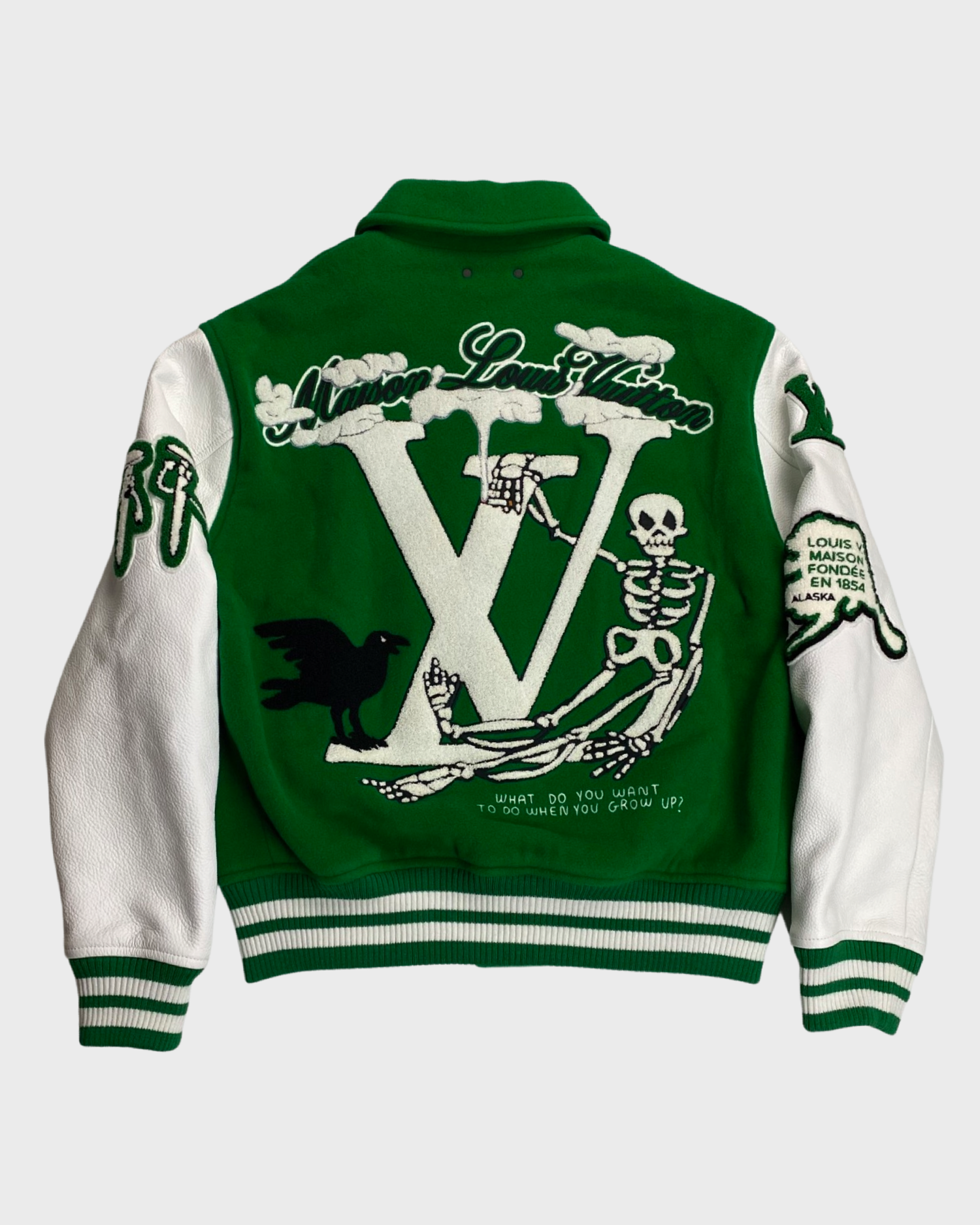 Louis Vuitton Varsity Leather Jacket Green Men's - FW21 - US