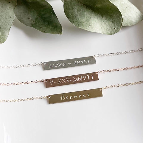 Three personalised Bar Necklaces