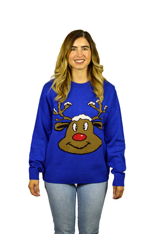 size guide christmas jumpers women REINDEER Blue S