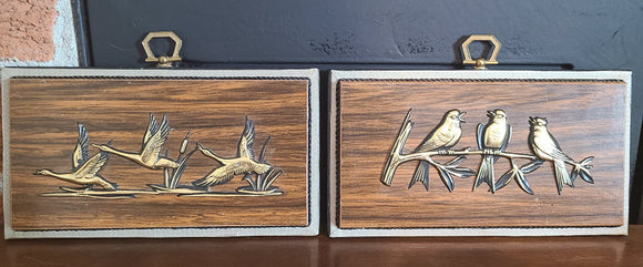 Bird Themed Wall Plaques with gold design