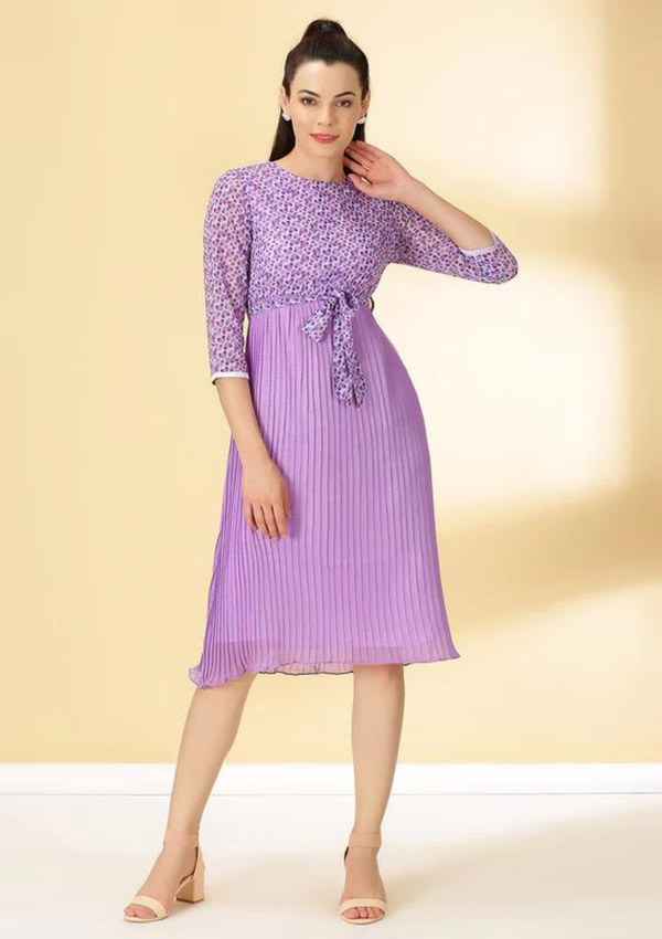 Buy U&F Crepe Accordion Pleated A Line Midi Dress - Dresses for Women  22574878 | Myntra