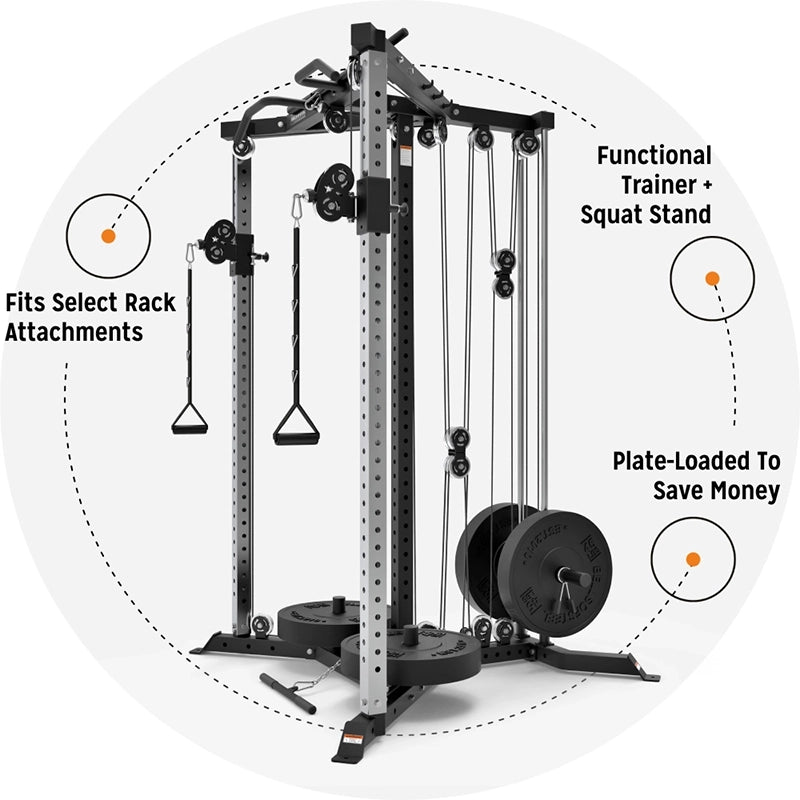 Bells of steel plate loaded all in one cable trainer feature diagram