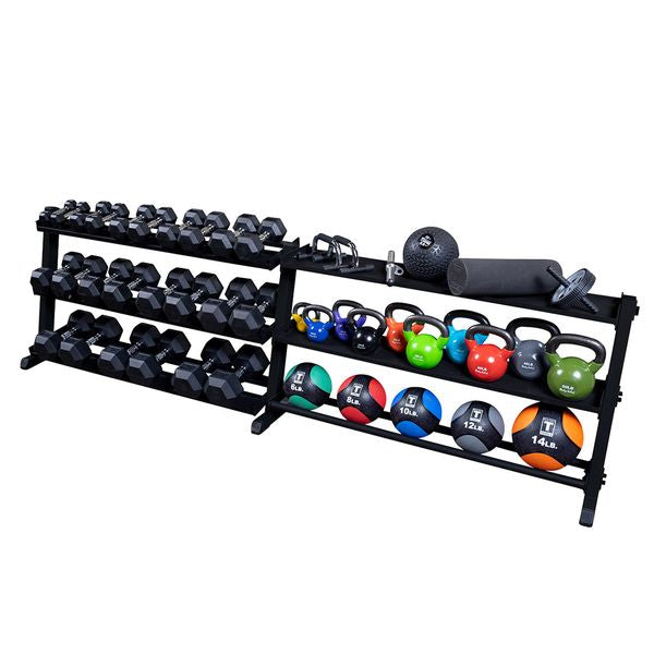 GDR60 Storage Rack by body solid with free weights on the rack