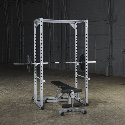 Squat Rack Image With Warehouse Background and bench with barbell