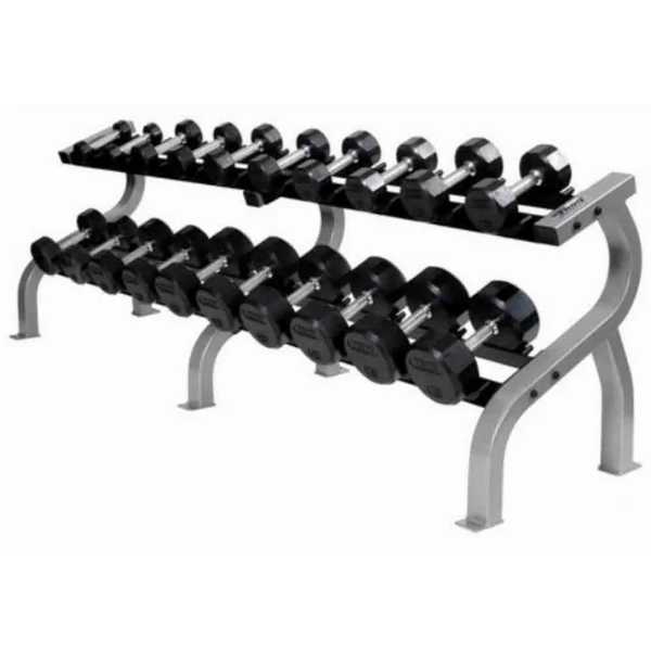 12-Sided Rubber Dumbbell Set with Rack