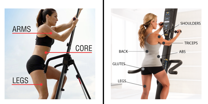 VersaClimber Vs. Maxi Climber Image With Products In Use