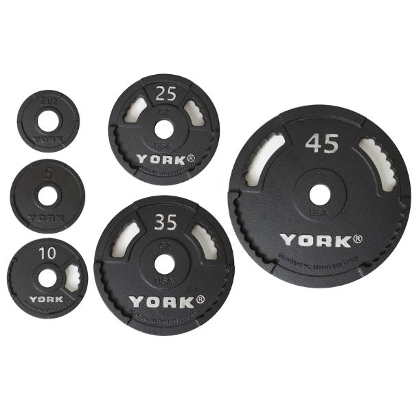 York Barbell 2″ G-2 Cast Iron Olympic Weight Plate Sets