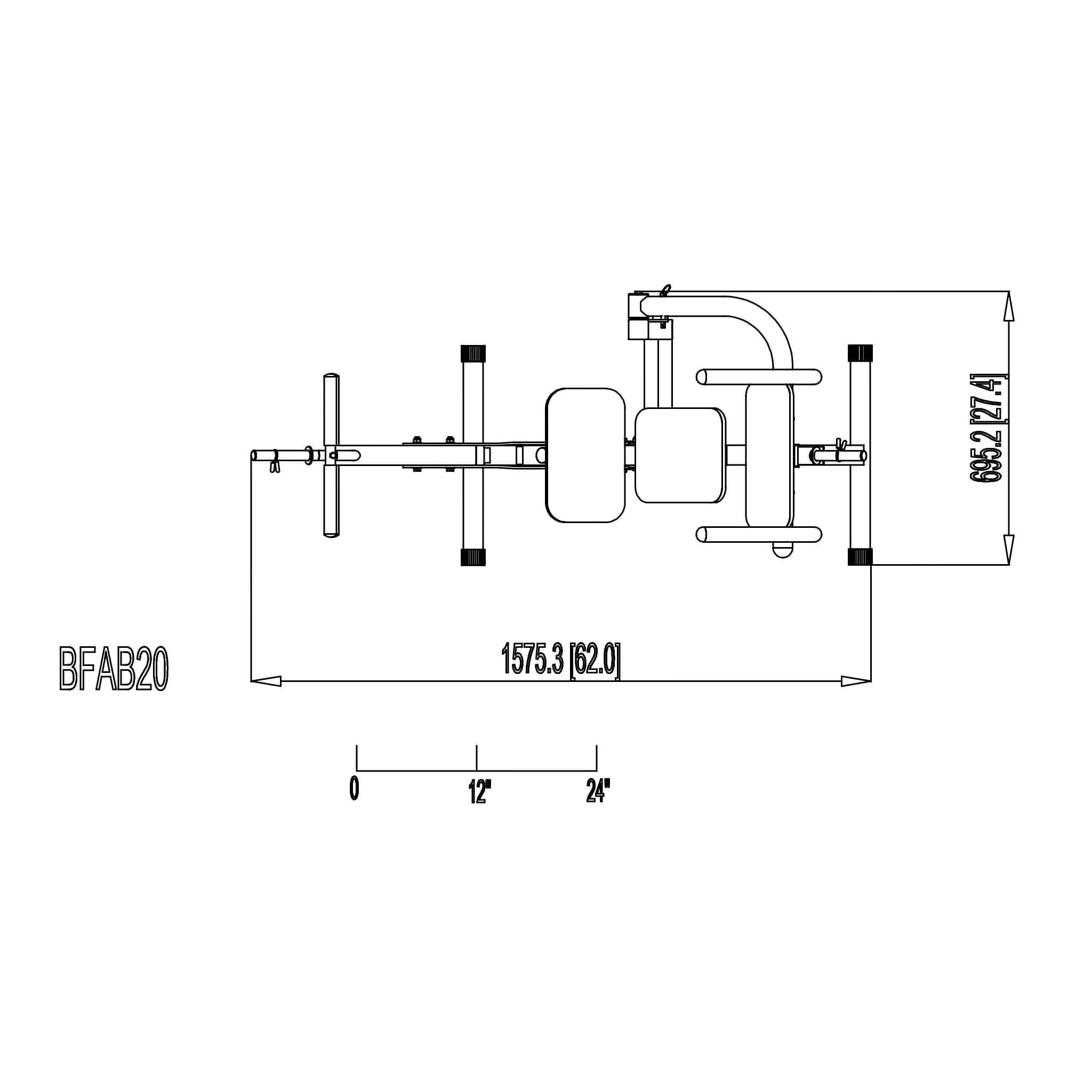 bfab20 upper and lower ab bench dimensions