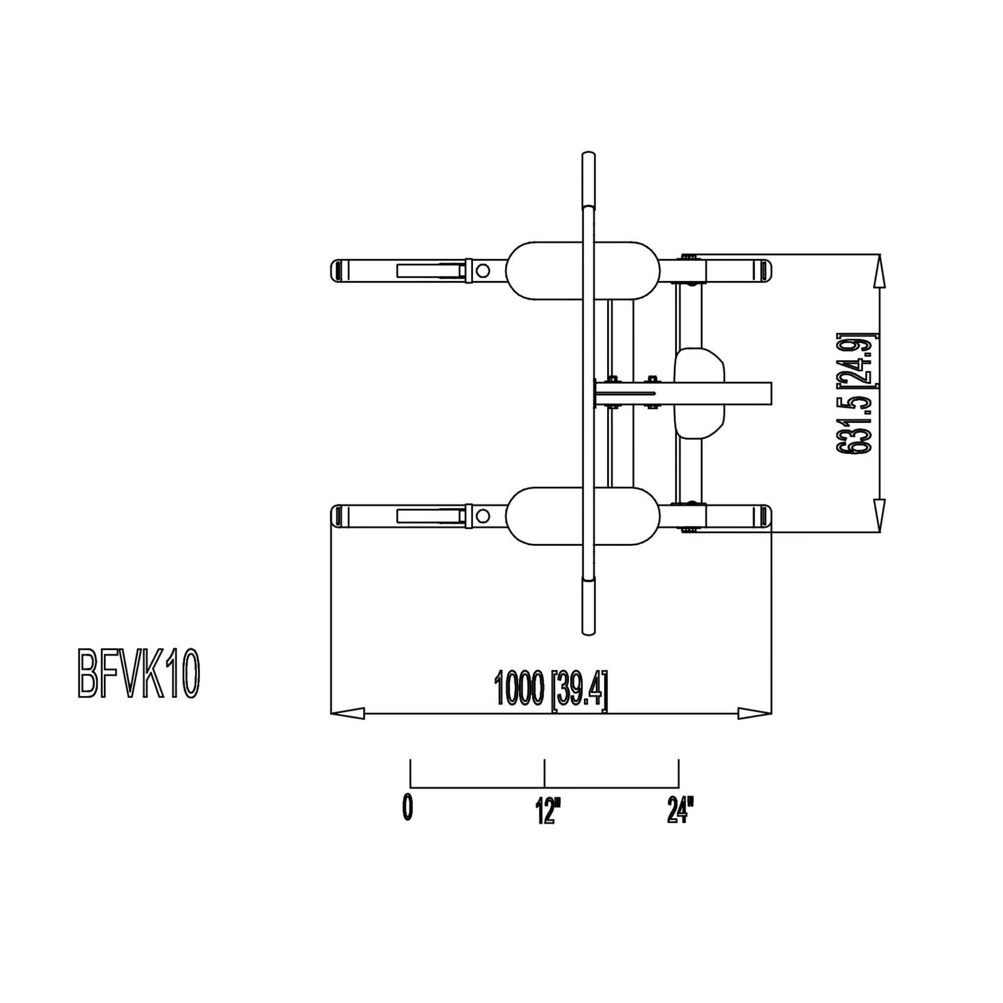 bfvk10 vertical knee raise top view dimensions