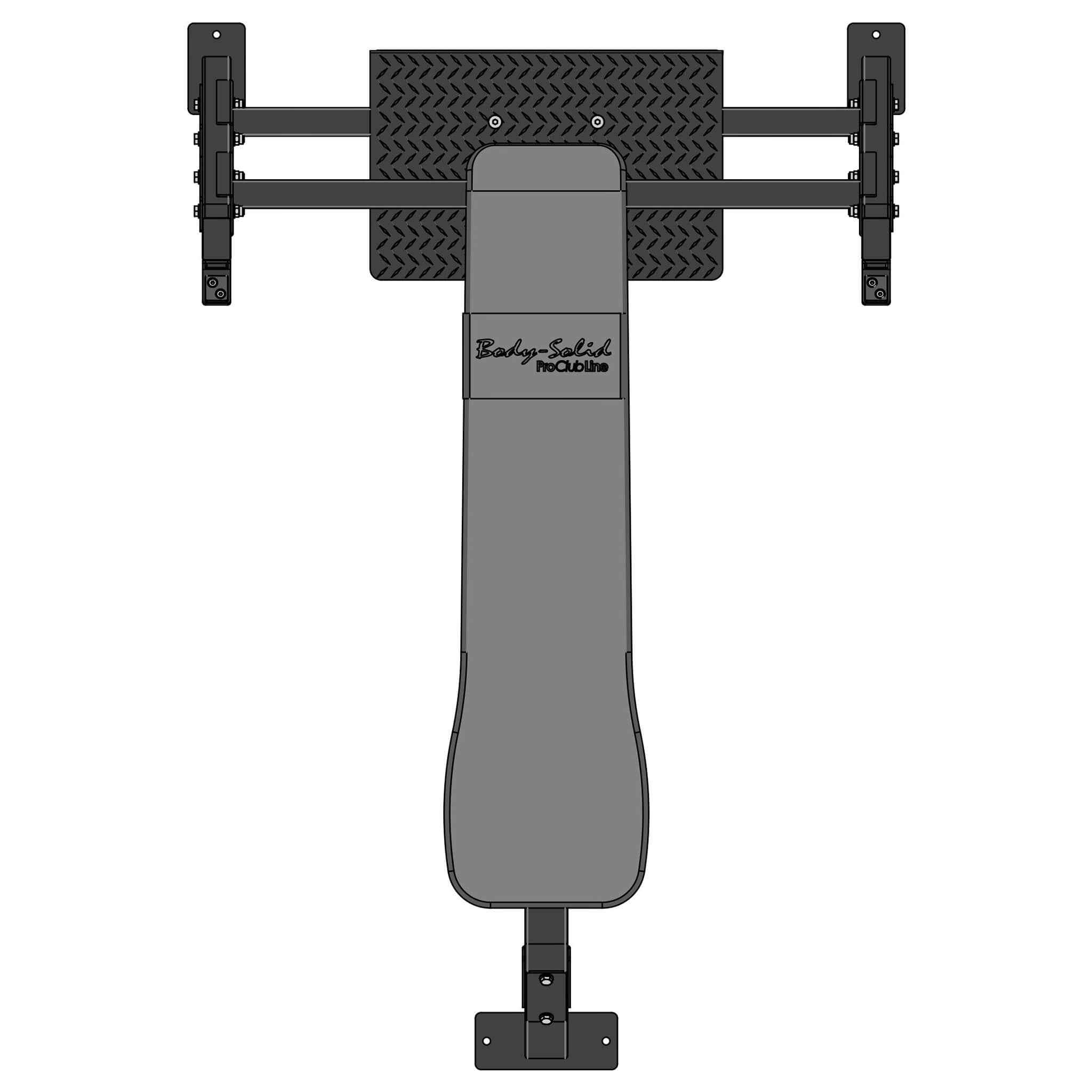 body solid flat olympic bench sofb250 top view technical drawings