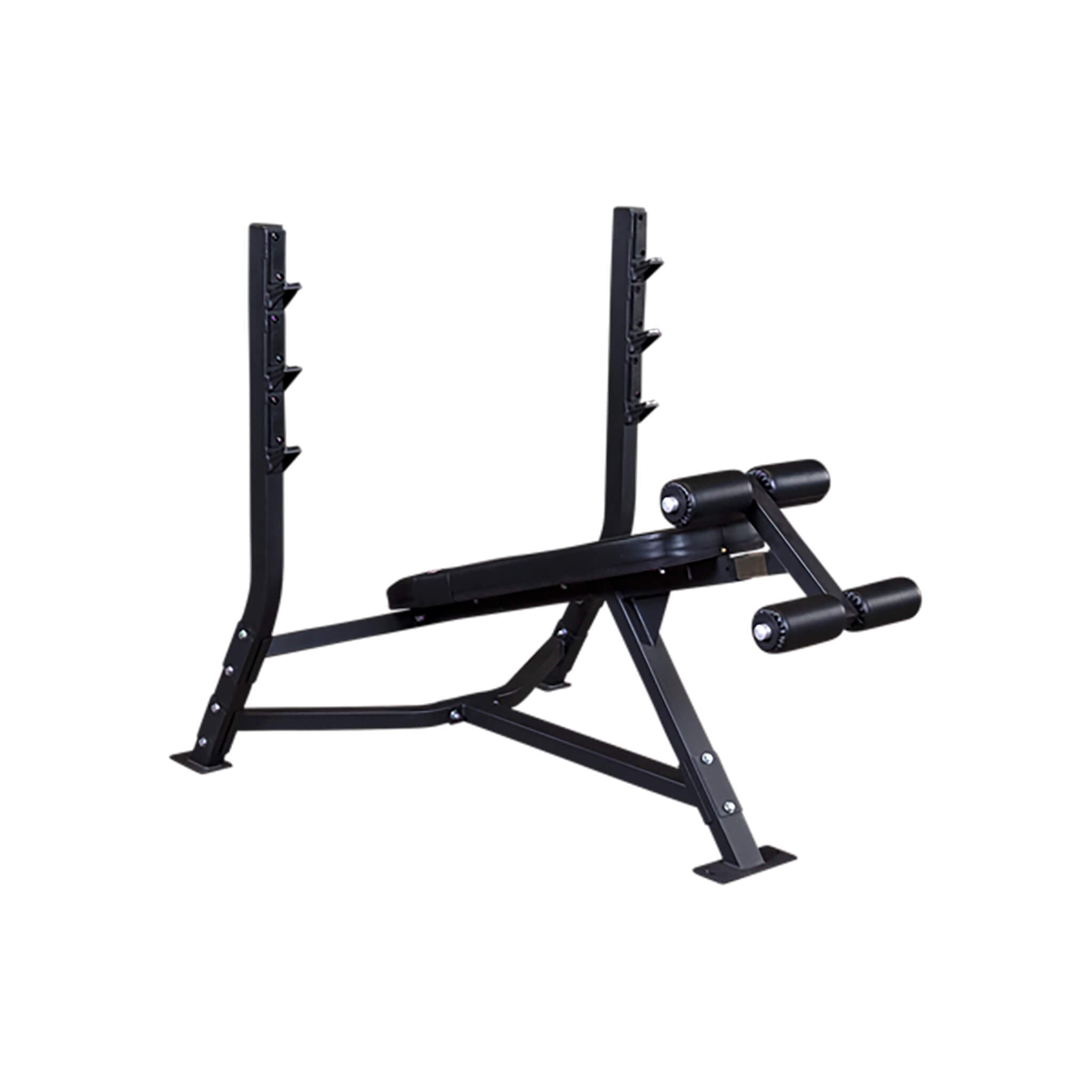 body solid pro clubline sodb250 decline olympic bench corner view