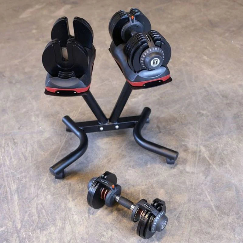 Body Solid Adjustable Dumbbells On the Stand