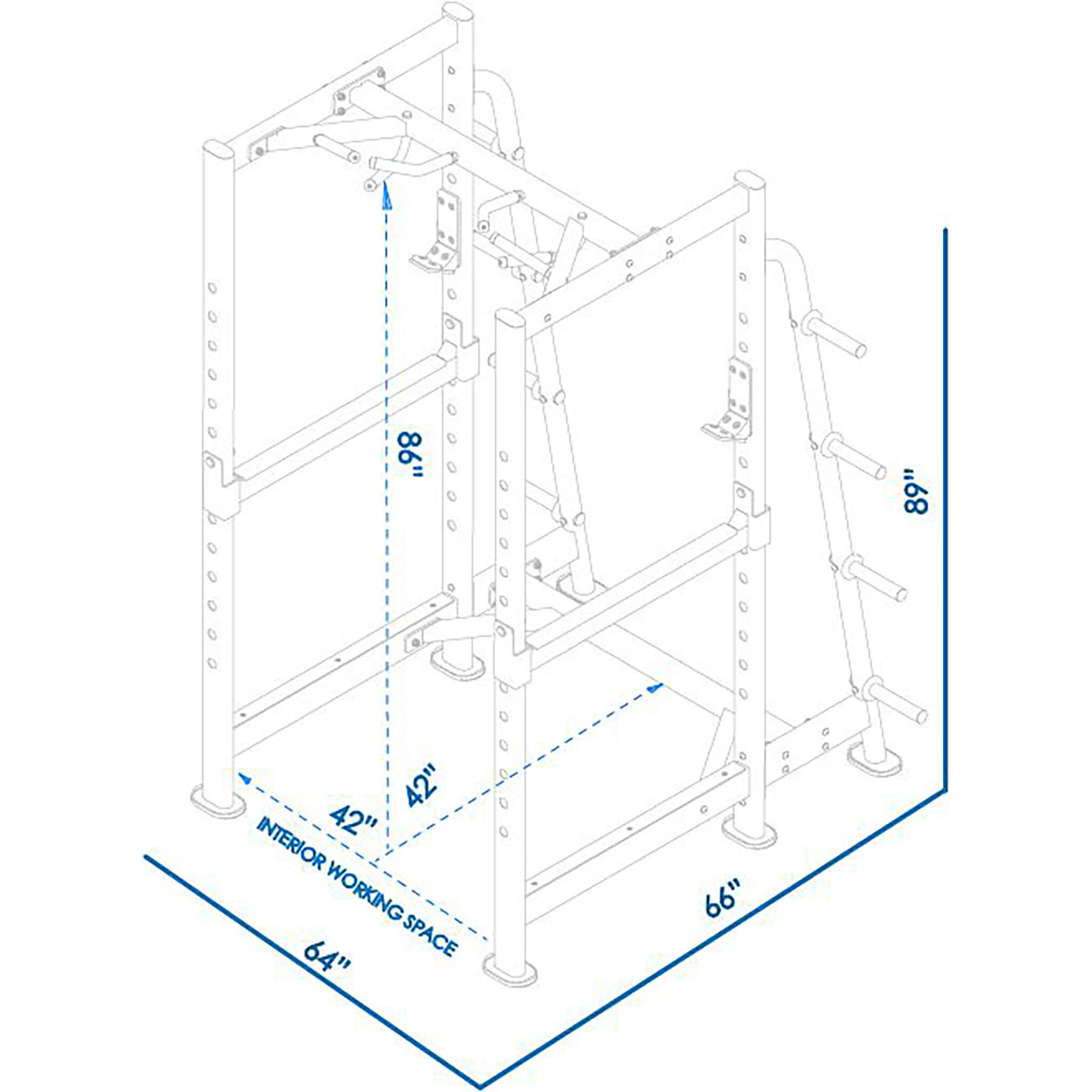 bodykore g256 full squat cage dimension