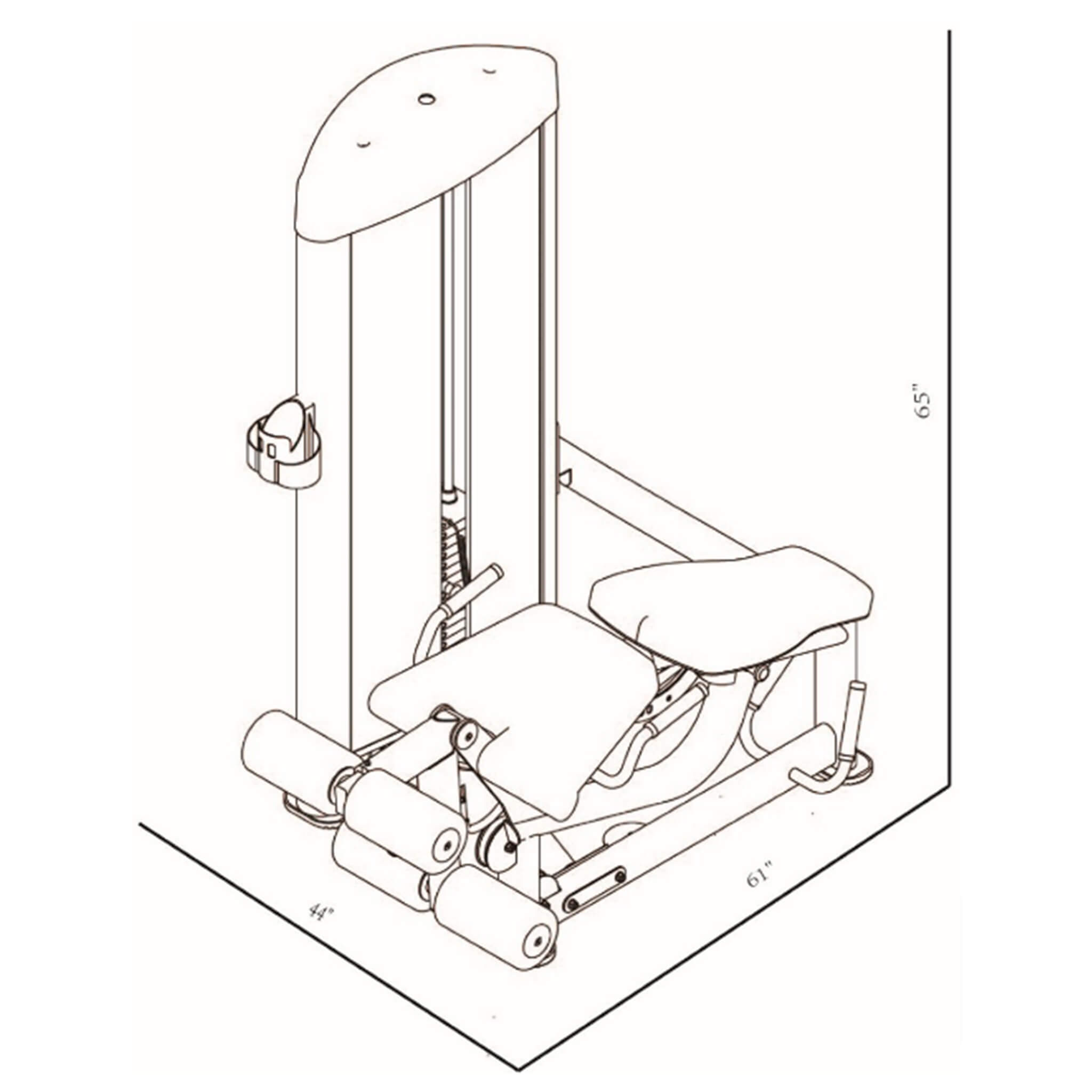 bodykore gr643 leg extension leg prone dimension