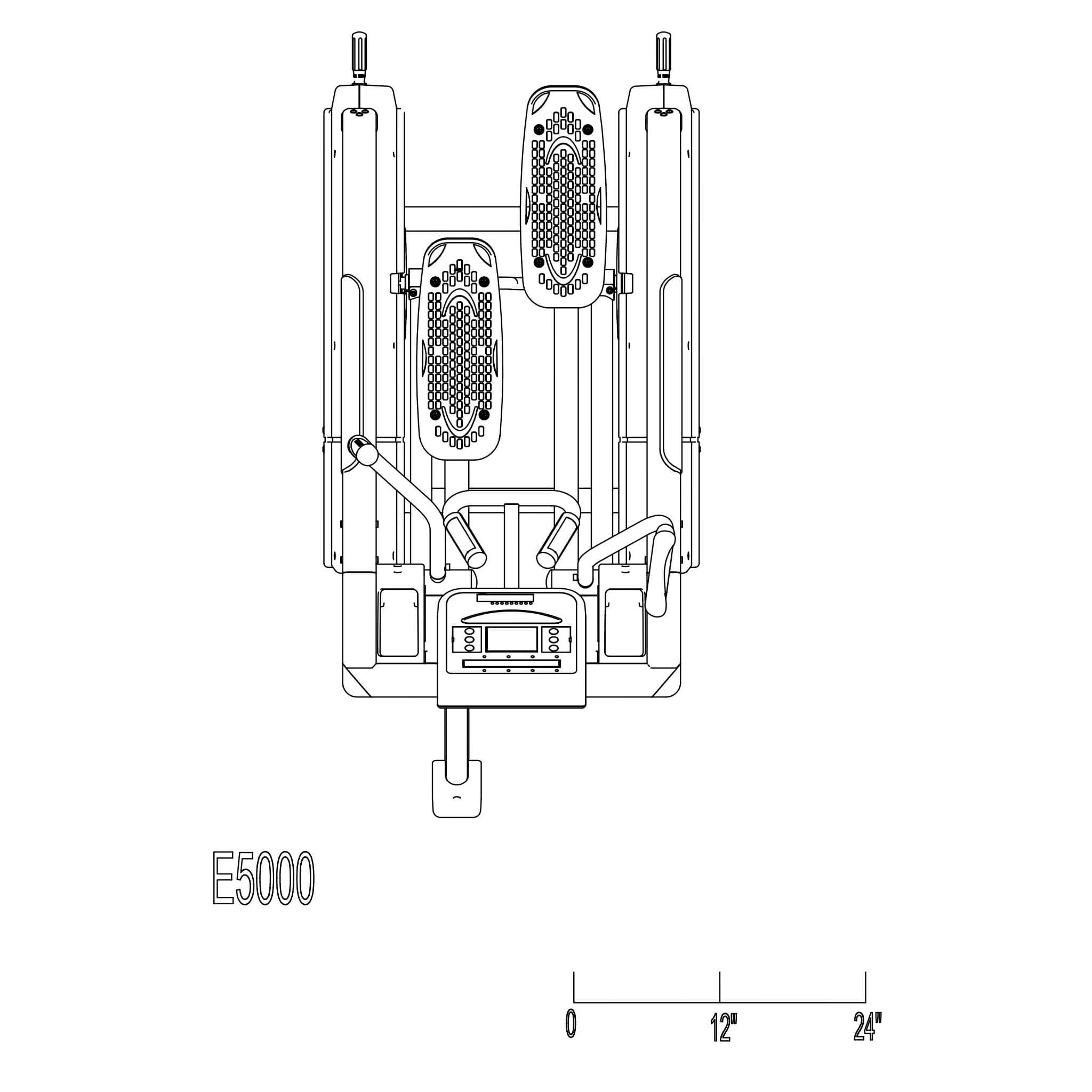 endurance premium elliptical trainer e5000 top view dimension