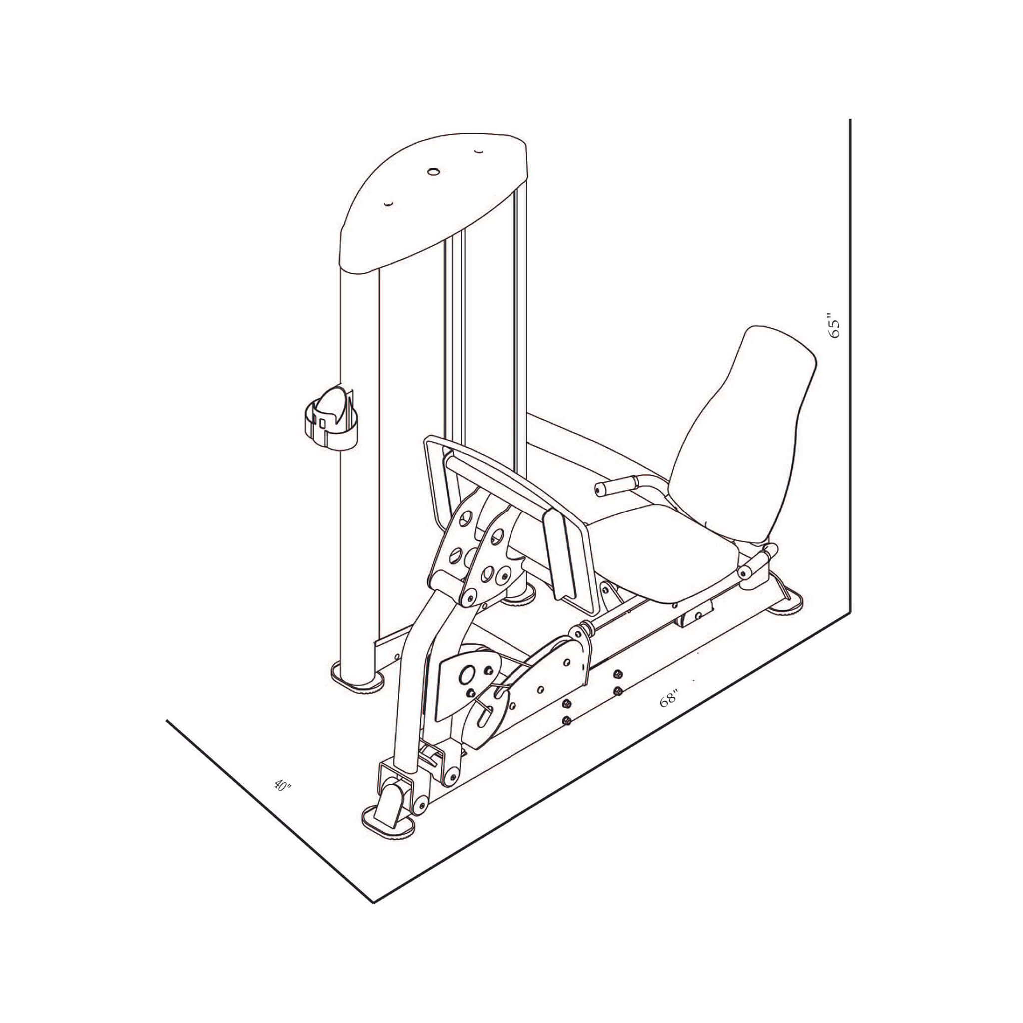 gr631 seated leg calf press dimension