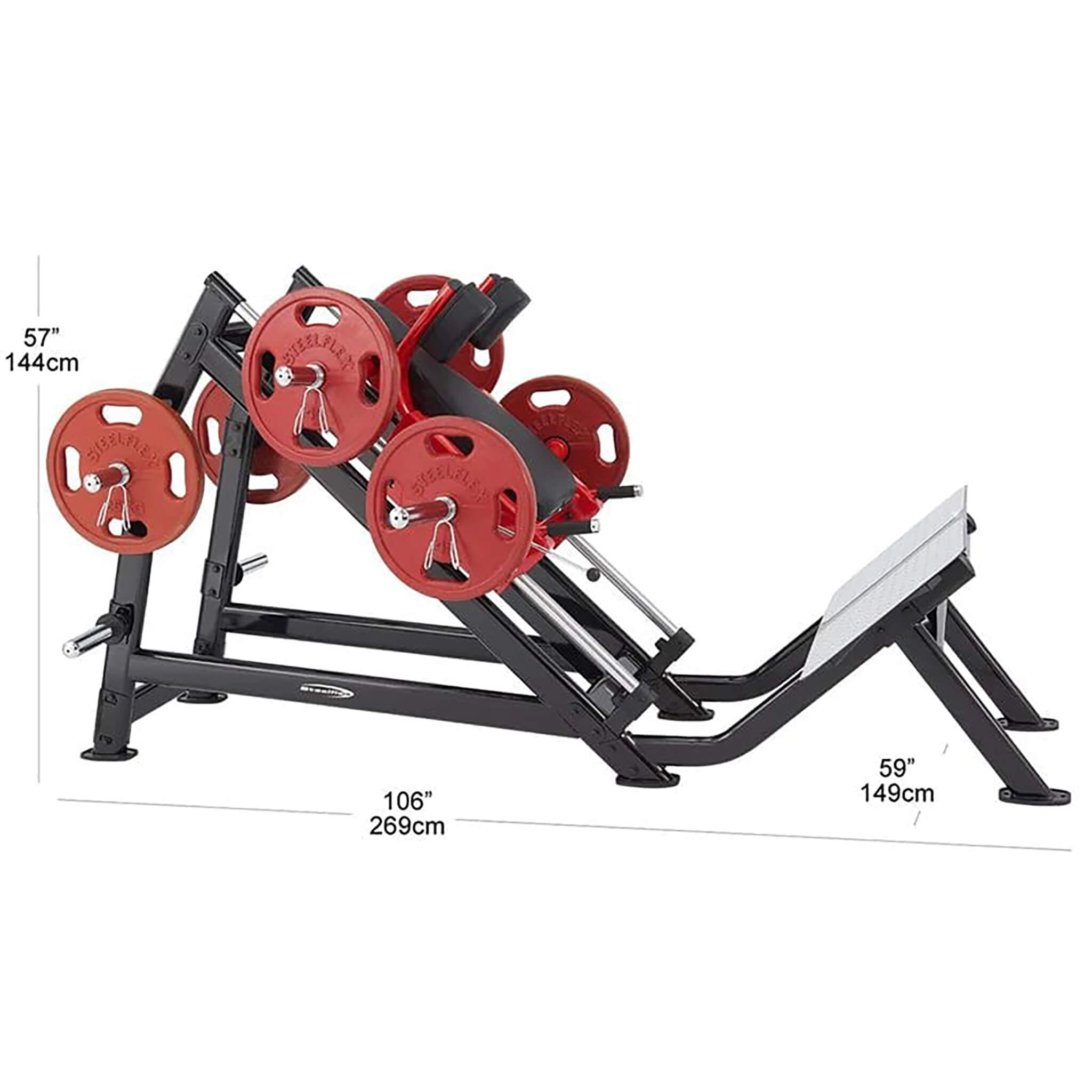 plhp plate loaded hack squat machine dimensions