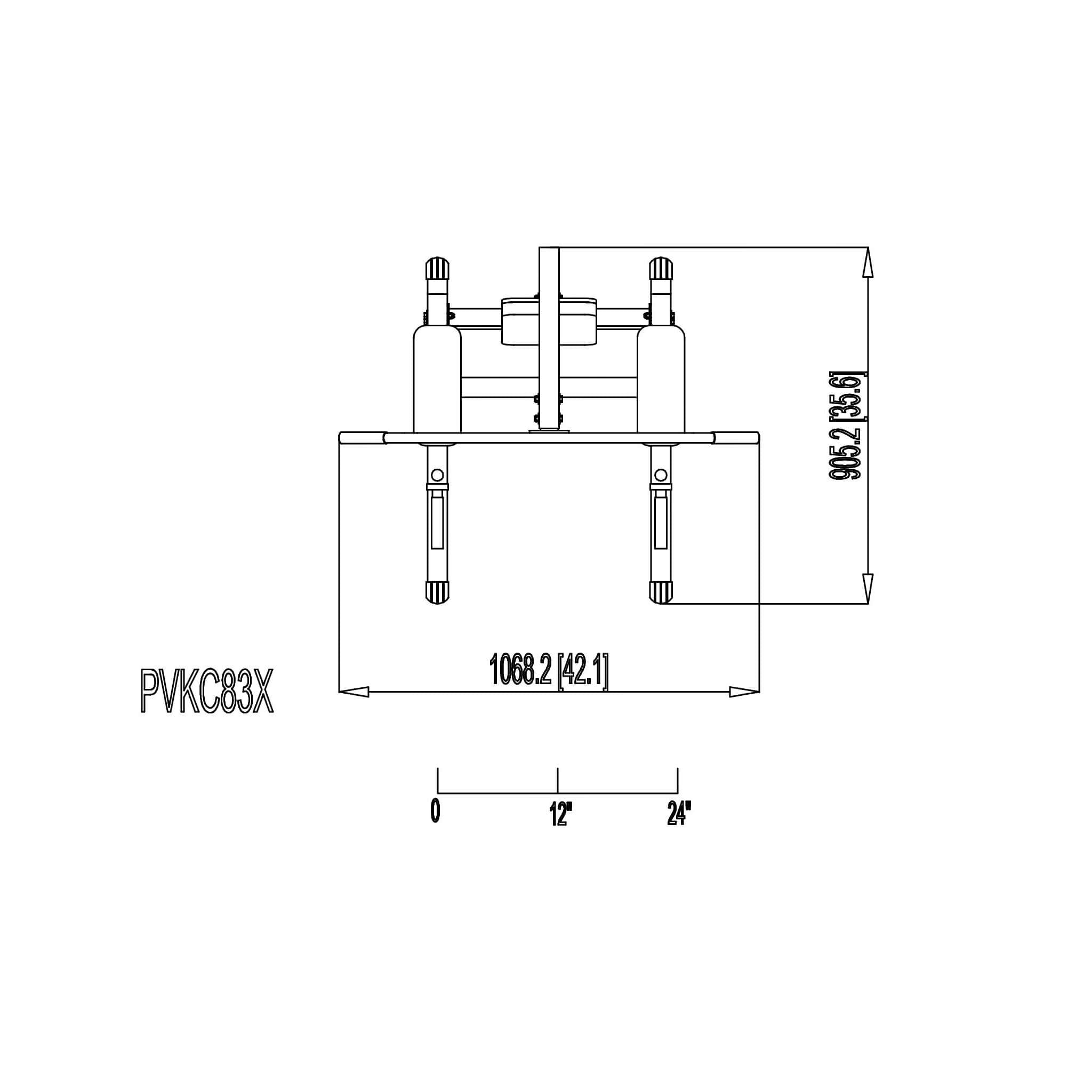 powerline pvkc83x vertical knee raise top view dimensions